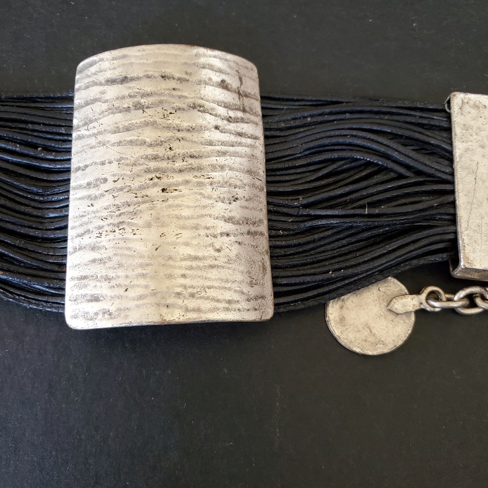 Silver Metal Cuff Statement Bracelet - image 2